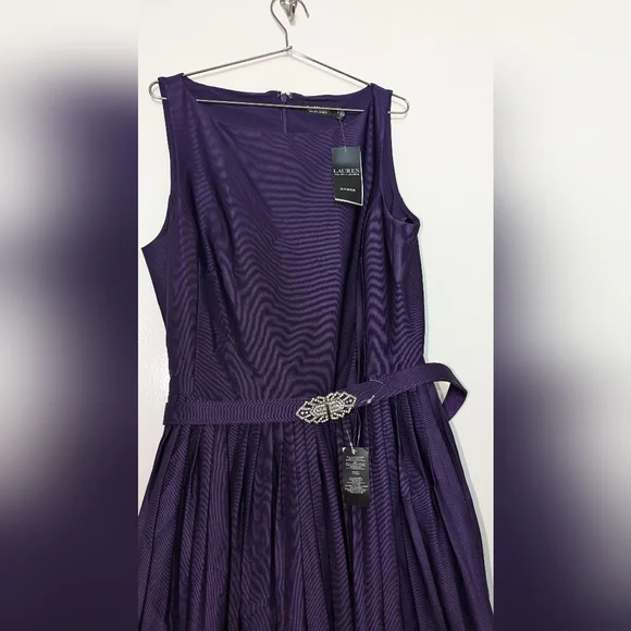 Ralph Lauren Gown Elegant Purple Gown with Embellished Waist - Picture 3 of 6